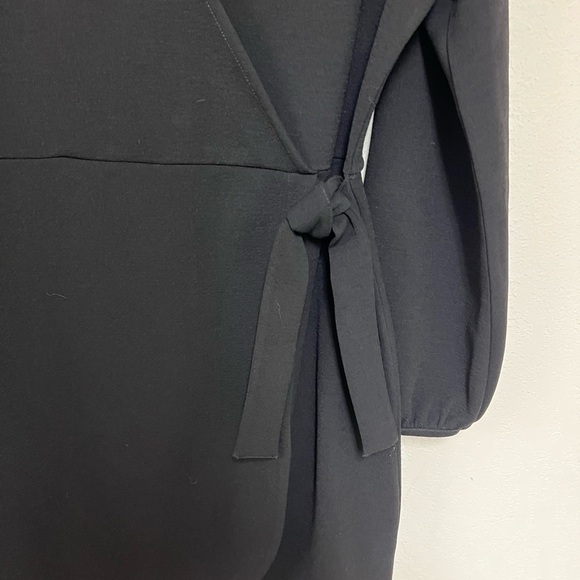 Madewell Texture & Thread Long Sleeve Side Tie Wrap Dress Black large - Picture 4 of 9